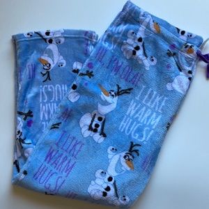 Disney Olaf fleece sleep pants size XL 16/18
